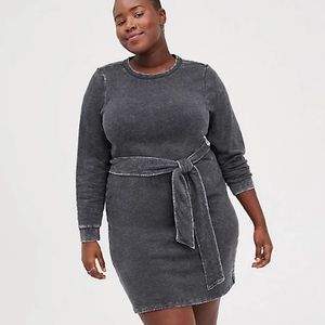 Torrid Pullover Dress Cozy Fleece Black Mineral Wash